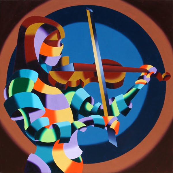 Mark Adam ster The Violinist Abstract Futurism Oil and Acrylic