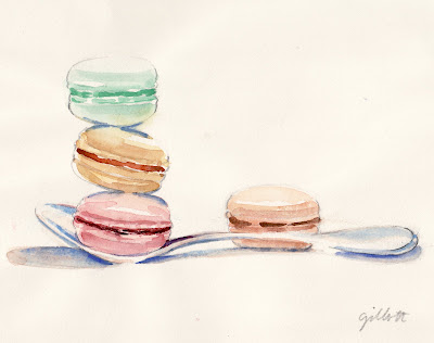 Sppon with four macarons - Paris Breakfasts