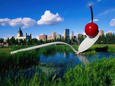 Claes Oldenburg and Coosje van Bruggen's Spoonbridge and Cherry giant sculpture at the Minneapolis Sculpture Garden