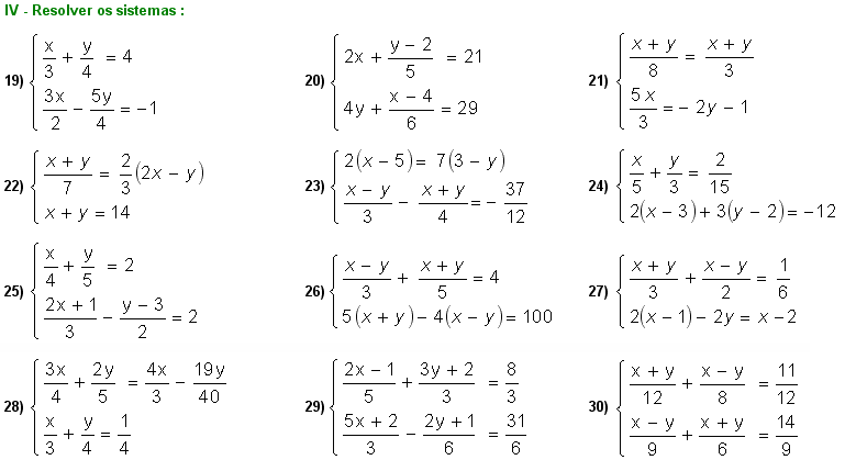 Ensino de Matemática : Sistemas de Equações do 1º Grau