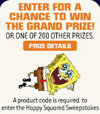 Happy Squared Sponge Bob Sweepstakes for Kids