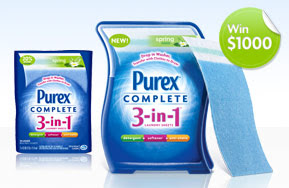 Enter for a chance to Win $1,000 or a year's supply of Purex Complete 3-in-1 Laundry Sheets. Winners are drawn weekly!