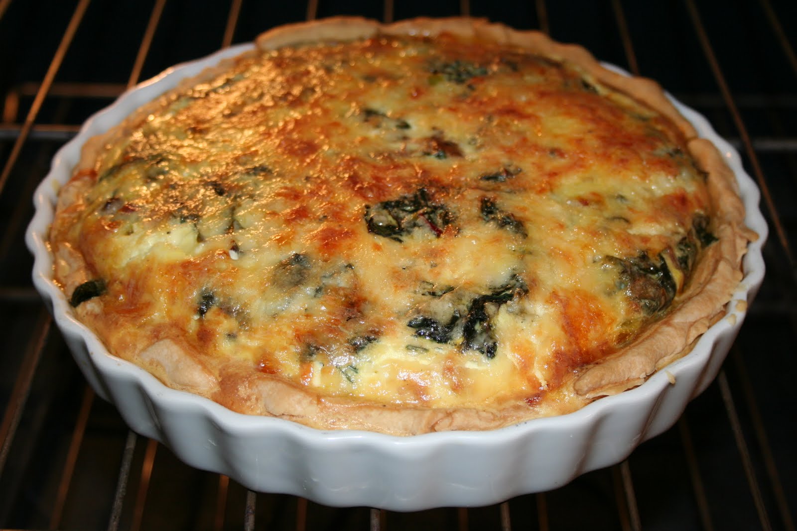 Cheers to Happy Swiss Chard, Pancetta and Mushroom Quiche...