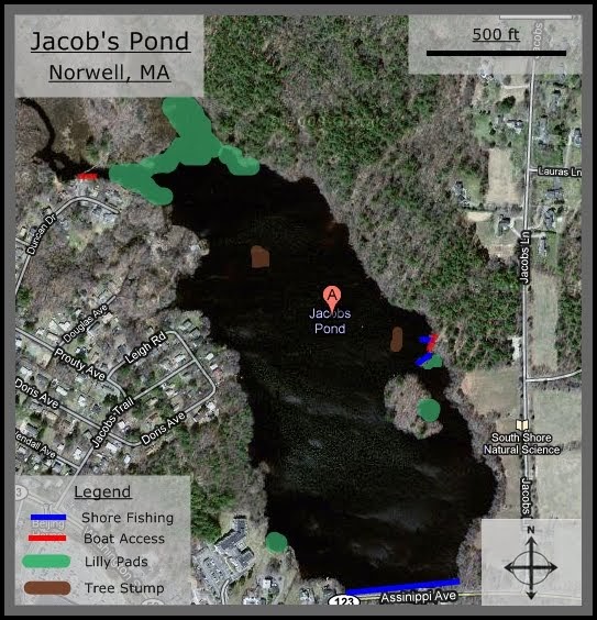 Massachusetts Bass Fishing Spots Jacob's Pond, Norwell, MA
