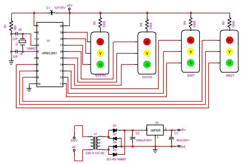 Kontrol Traffic Light Menggunakan 8051/AT89C2051 Tutorial Mikrokontroler