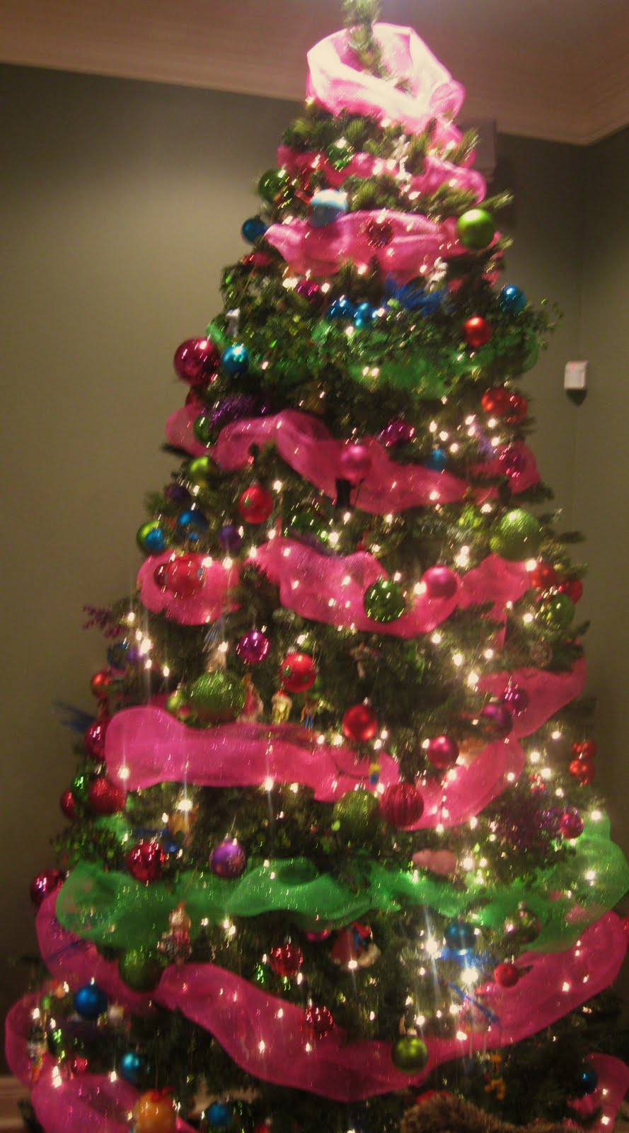 Pink And Green Christmas Tree Decorations  Merry Christmas