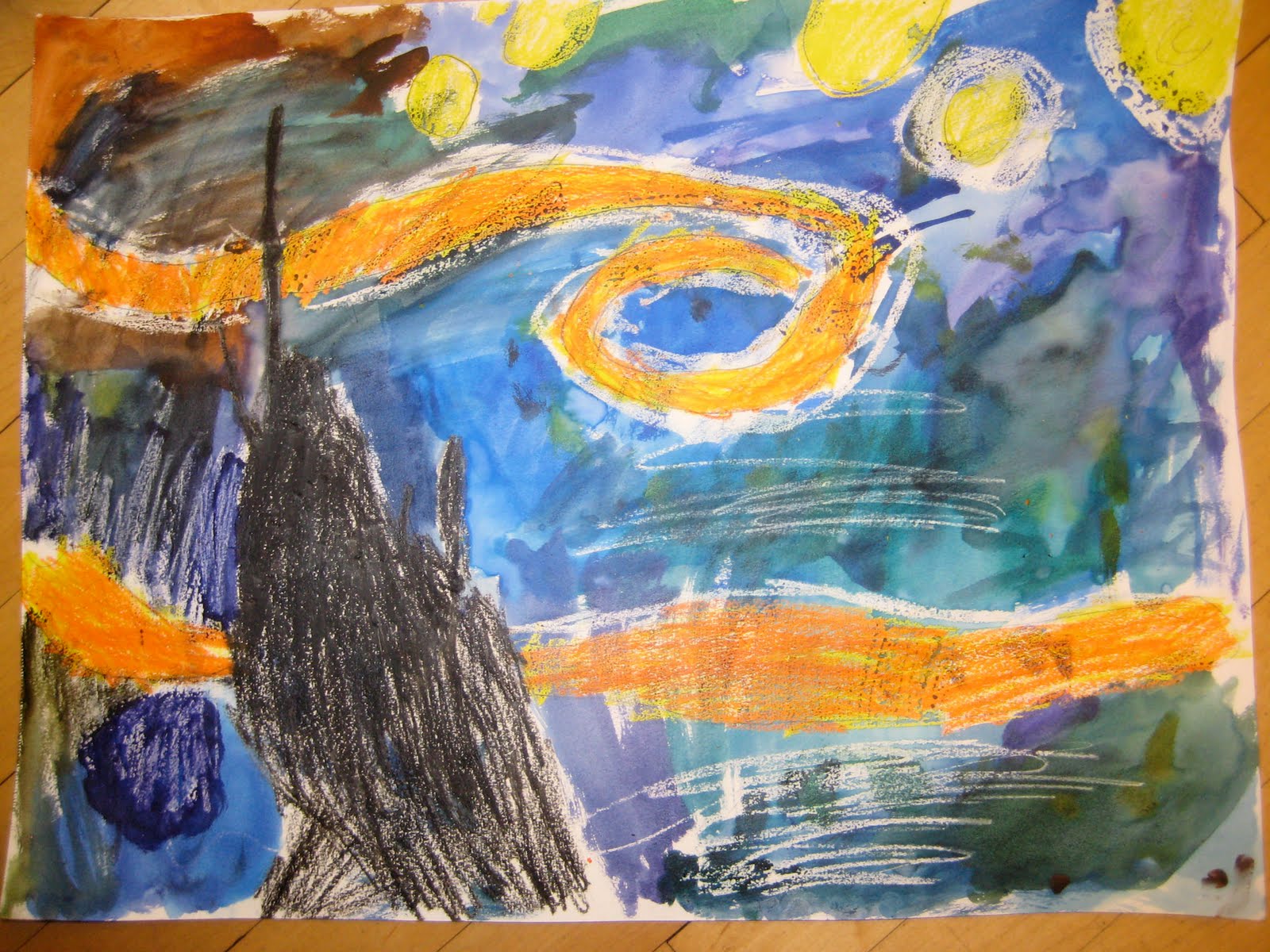 CiNnaMoN rAiSiN tOaSt Van Gogh Starry Night Crayon Resist