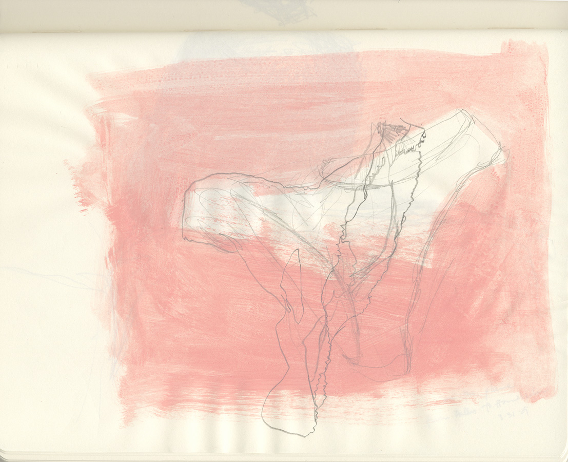 Pink Underwear, 2009. pencil and acrylic wash in sketchbook. 19 x 25cm