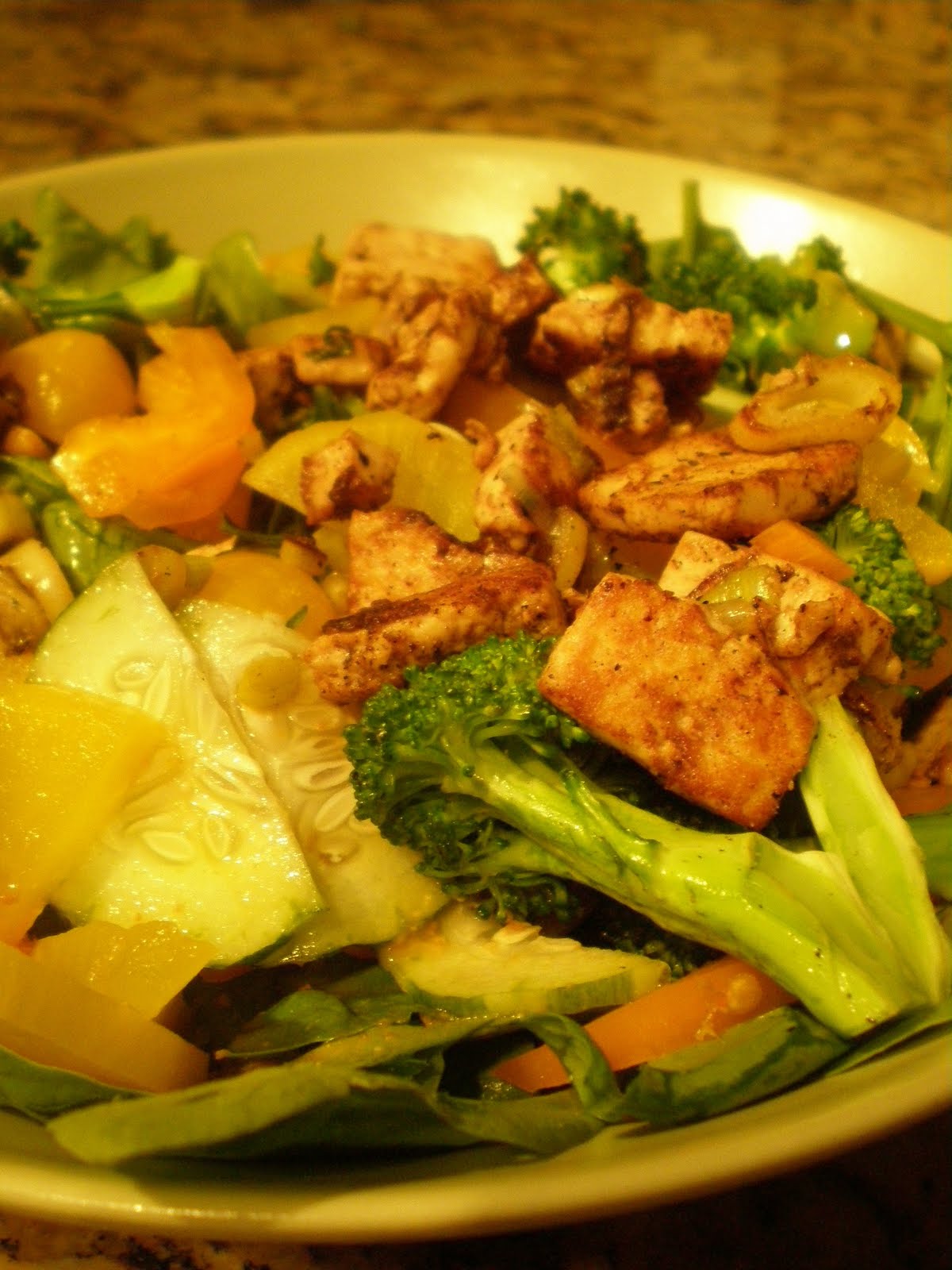 Vegan Ventures in Cuisine Five Spice Tofu Spinach Salad with Miso Dressing