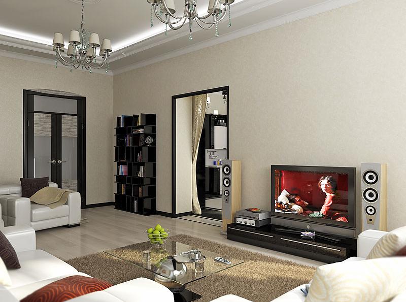 гостиная в хрущевке. интерьер зала с 2 дверями. гостиная с двумя дверями в комнаты. проходная гостиная с тремя дверями. дизайн гостинки в шрущевке.