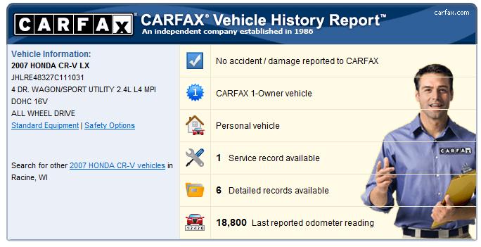 Free CARFAX report for this CRV page 1