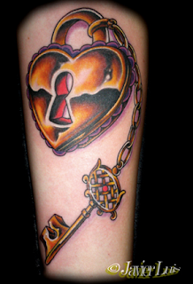 This heart lock and key tattoo