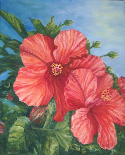 Daily Painting Projects: Red Hibiscus Oil Tropical Hibiscus Flower ...
