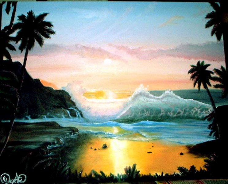  pemandangan  di tepi pantai  lukisan  Foto Dunia Alam 