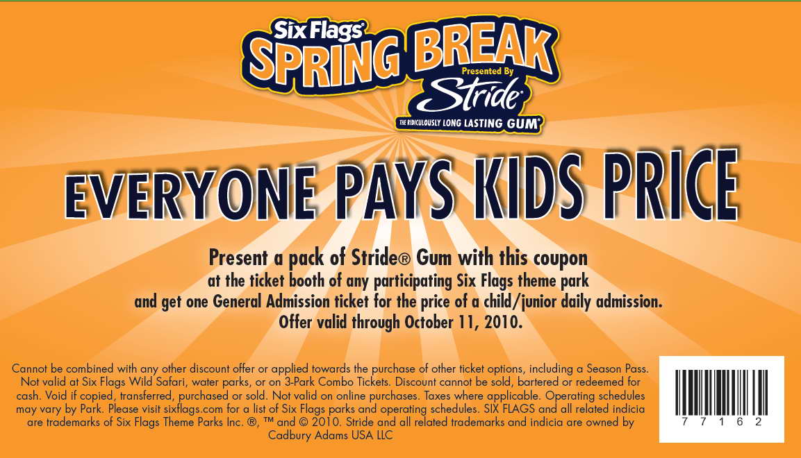 Free Coupons Online Stride Six Flags Coupons