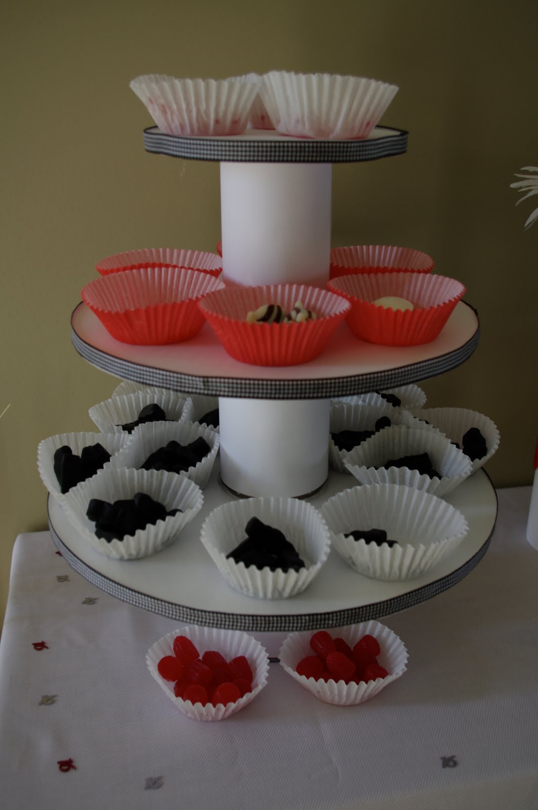 Creative "Try"als Homemade Cake and Candy Stand for Sweet 16 Party
