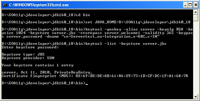 Keystore For Client Learning SOA: Creating a self certified Client-Server certificate using ...