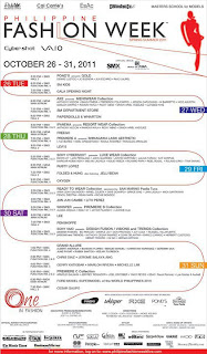 Philippine Fashion Week Spring / Summer 2011 Schedule of Events / Line-up