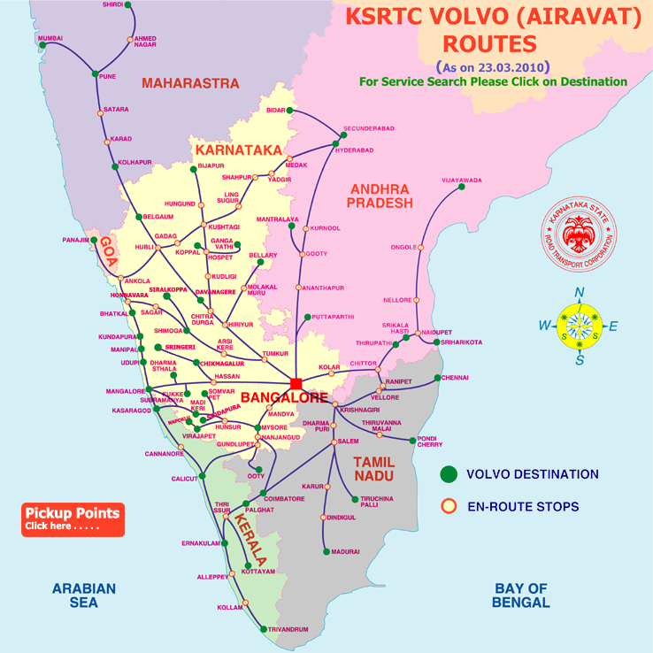 Indian Luxury Buses: KSRTC's Airavat Volvo route map