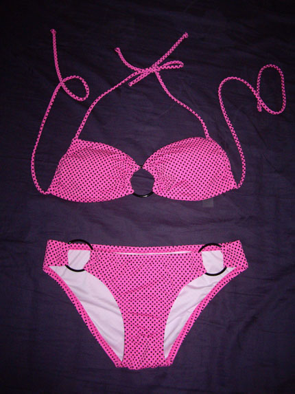 mood: Victoria's Secret hot pink triangle top and bottom