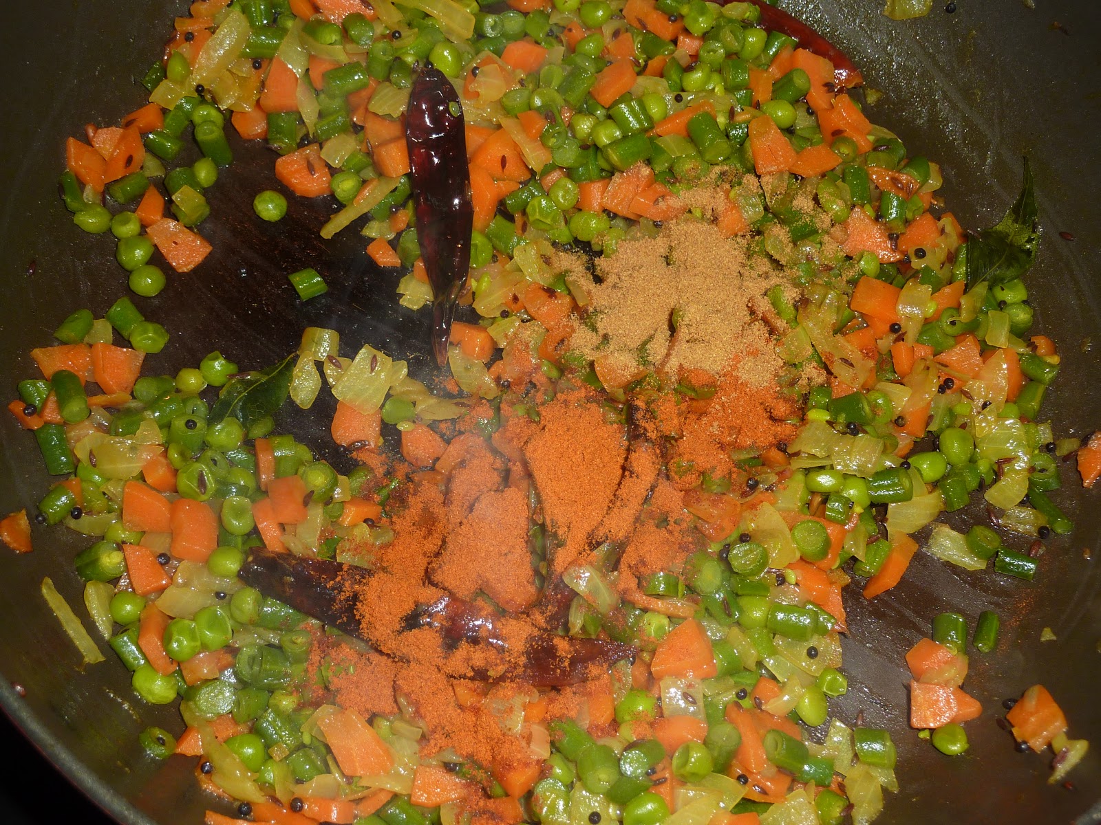 Aaha Oho CarrotBeansPeas Stir fry (Poriyal)