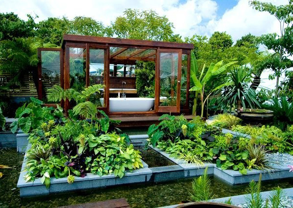 Tropical Outdoor Bathroom Garden