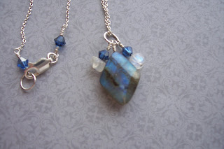 labradorite moonstone swarovski crystal necklace