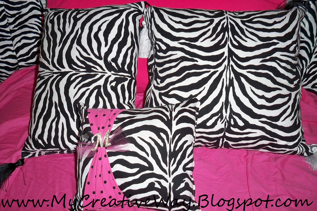 My Creative Way Zebra Diva Bedding with DIY Decorative Zebra Pillows