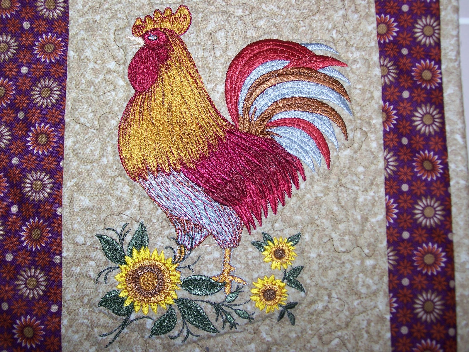 Lighthouse Lane Crafts Rooster Embroidered/Quilted Table Runner