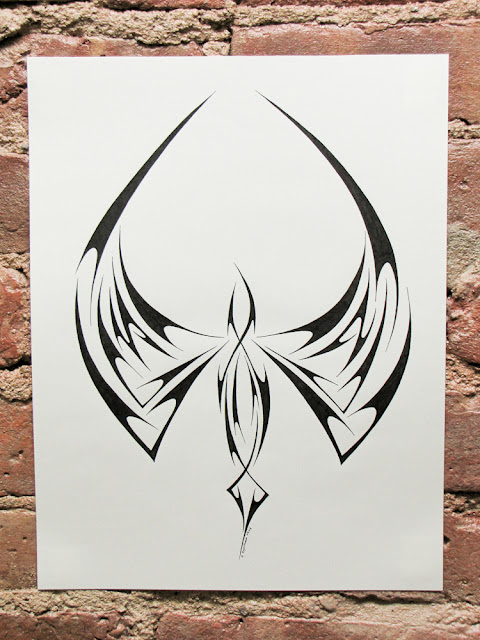 Pen and ink phoenix tribal by Elaine Espinosa