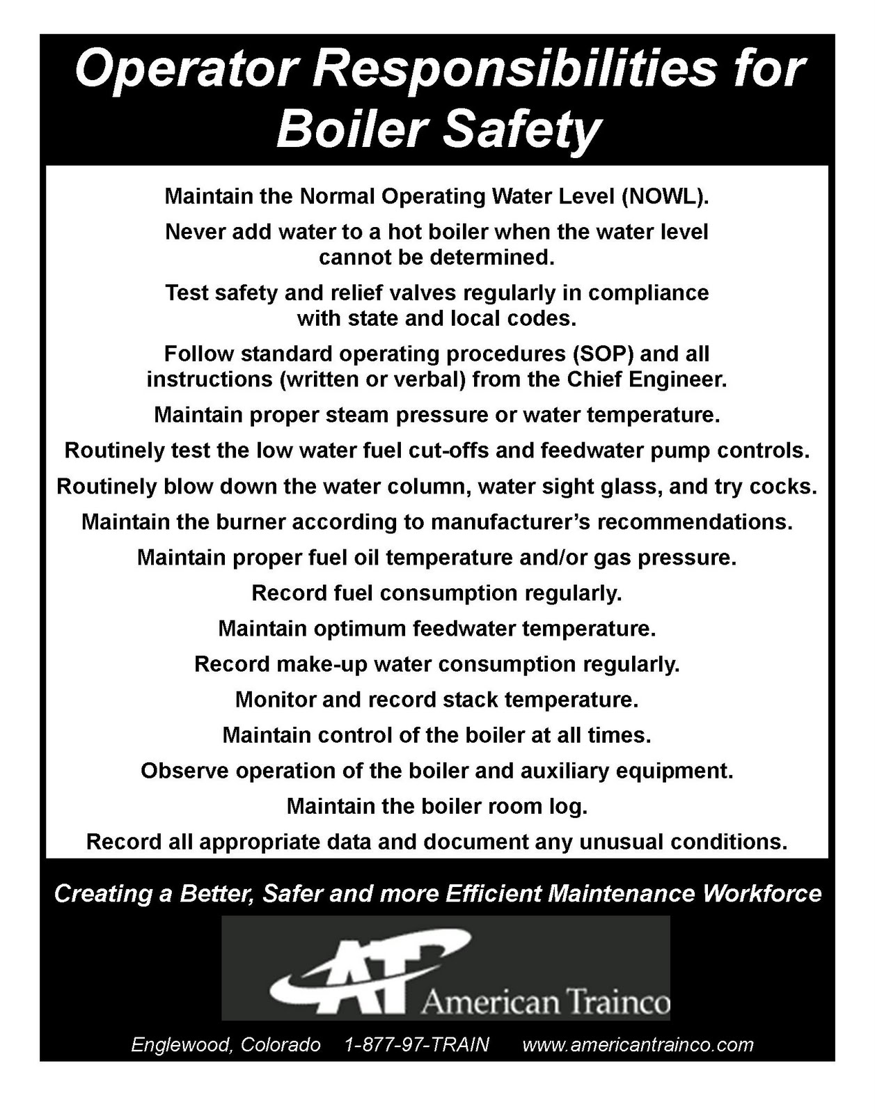 Maintenance Pros Boiler Operation Safety Poster Here!