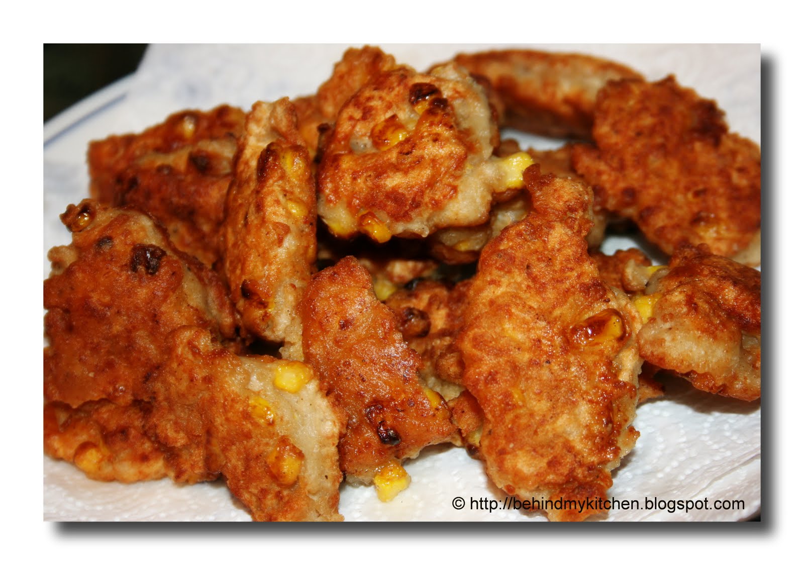 BEHIND MY KITCHEN Deep Fried Sweet Corn Pork Cake หมูทอดข้าวโพดหวาน