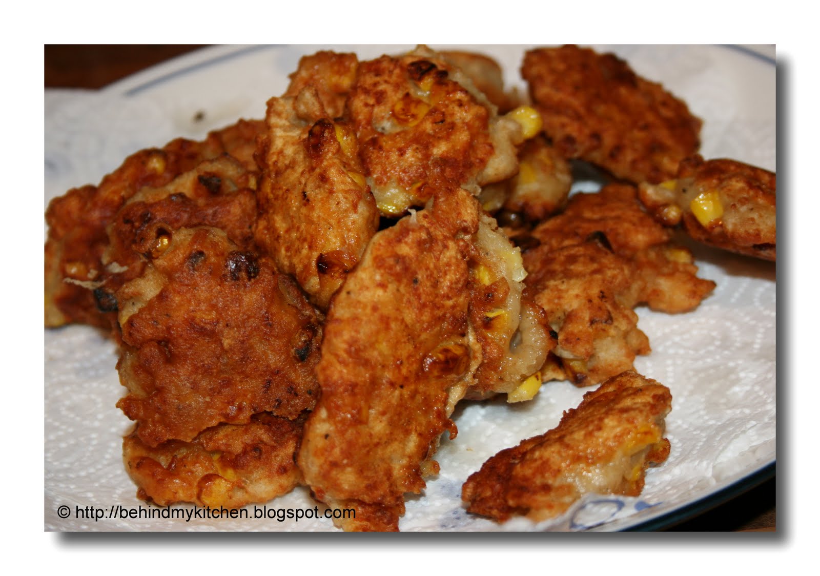 BEHIND MY KITCHEN Deep Fried Sweet Corn Pork Cake หมูทอดข้าวโพดหวาน