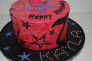 Rock and Roll Pink Guitar Cake (closeup)