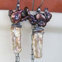 Biwa and Keishi Pearl Earrings in Sterling Silver