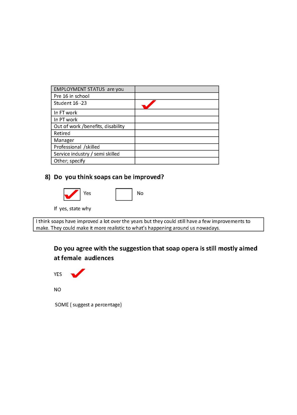 A2 Media Joel Reed Primary Research Soap Questionaire