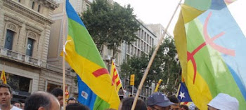 Banderes amazigues en la manifestació del 10 de juliol a Barcelona