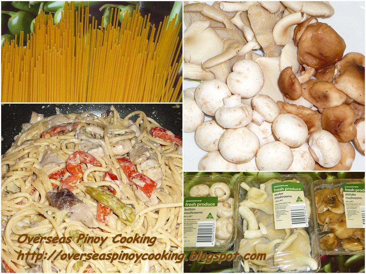 Asparagus and Mushroom Spaghetti in White Sauce
