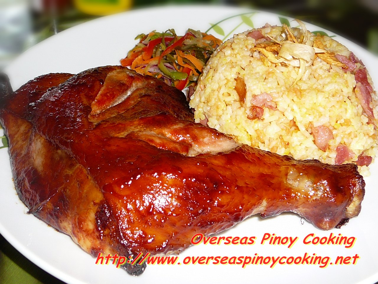 Pinoy Chicken Barbecue with Yellow Fried Rice and Atchara
