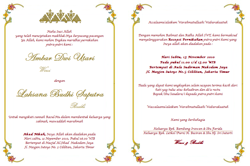 Kata Undangan Pernikahan Lewat Wa