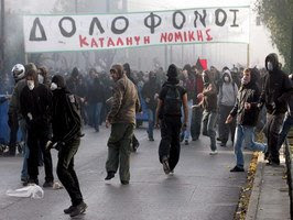 Protesta chobenil en Grezia