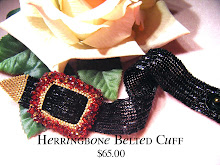 Dramatic Red Crystals on Black Herringbone Soft Fabric Feel Bracelet