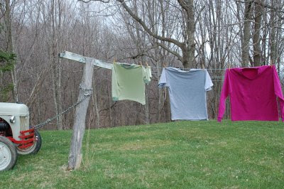 Three knit shirts on the
clothesline