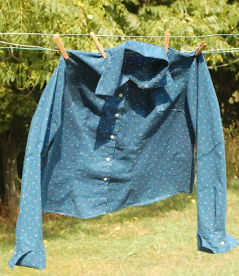 Calico shirt on clothesline