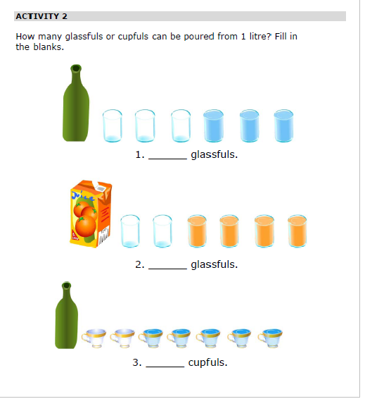 VOLUME OF LIQUID WORSHEET( MEASURE VOLUME OF LIQUIDS USING STANDARD UNIT)