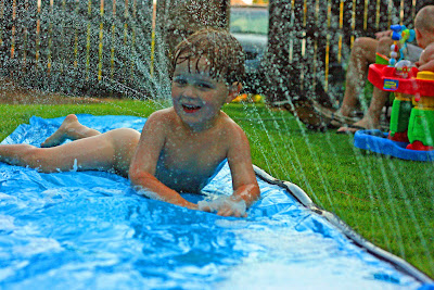 The Martins: --naked slip 'n slide--