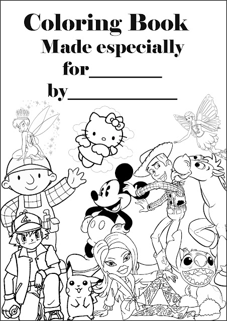 Printable Personalised Coloring Book Cover Page Story Words Pics