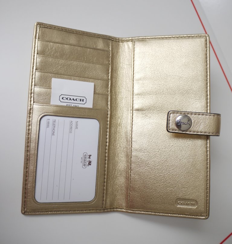 Coach Signature Khaki/Gold Checkbook wallet 60551