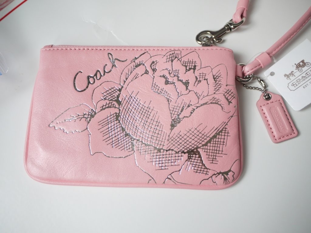 Coach Jewel Flower Wristlet 43785 pink