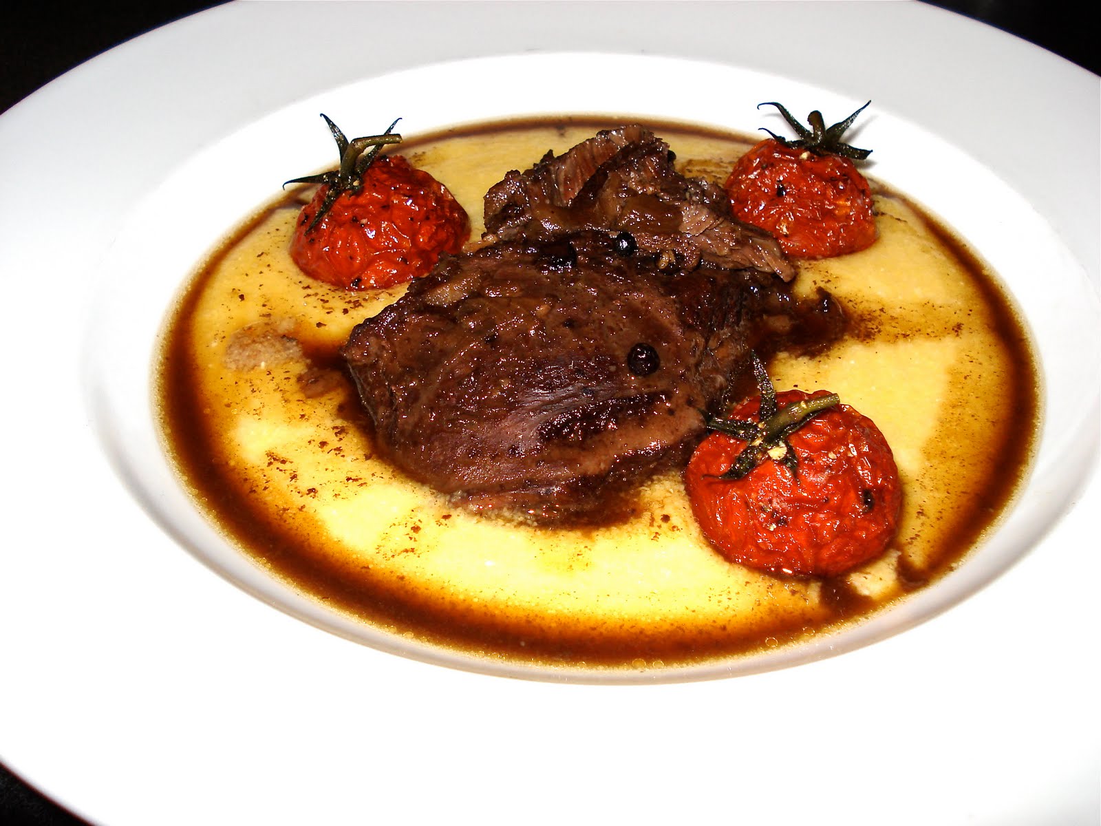 Behind The Burners BEEF CHEEKS WITH SOFT POLENTA & SLOW ROASTED TOMATOES